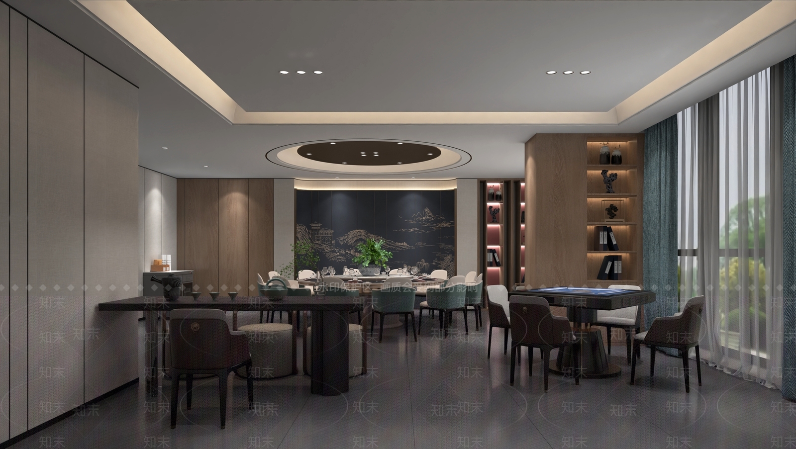 新中式现代包厢3D模型下载【ID:1202436203】