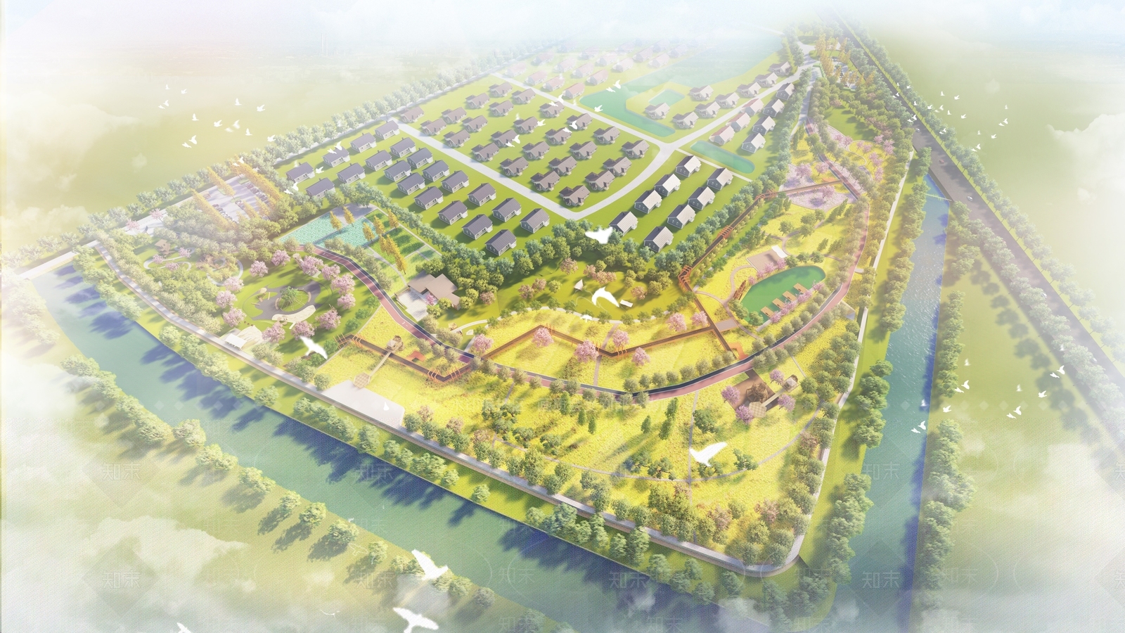 新中式现代乡村公园SU模型下载【ID:1202436575】