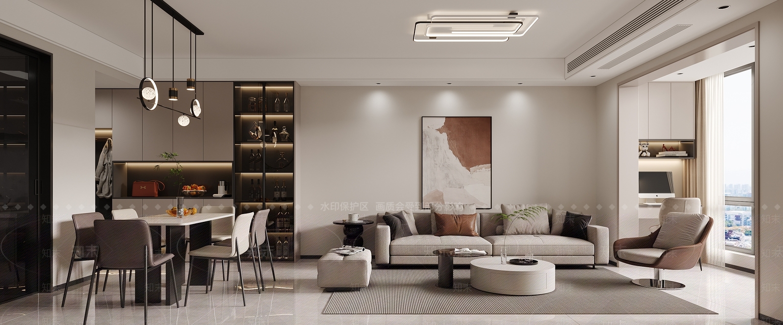 现代家居餐厅3D模型下载【ID:1221479454】