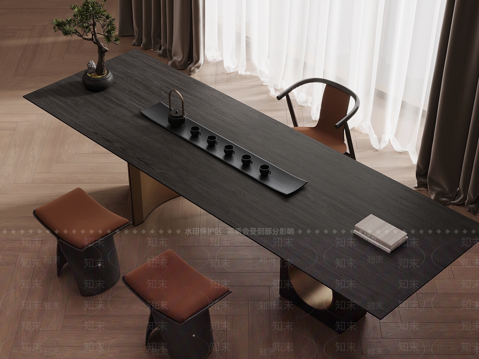 新中式茶桌椅3D模型下载【ID:1202437042】