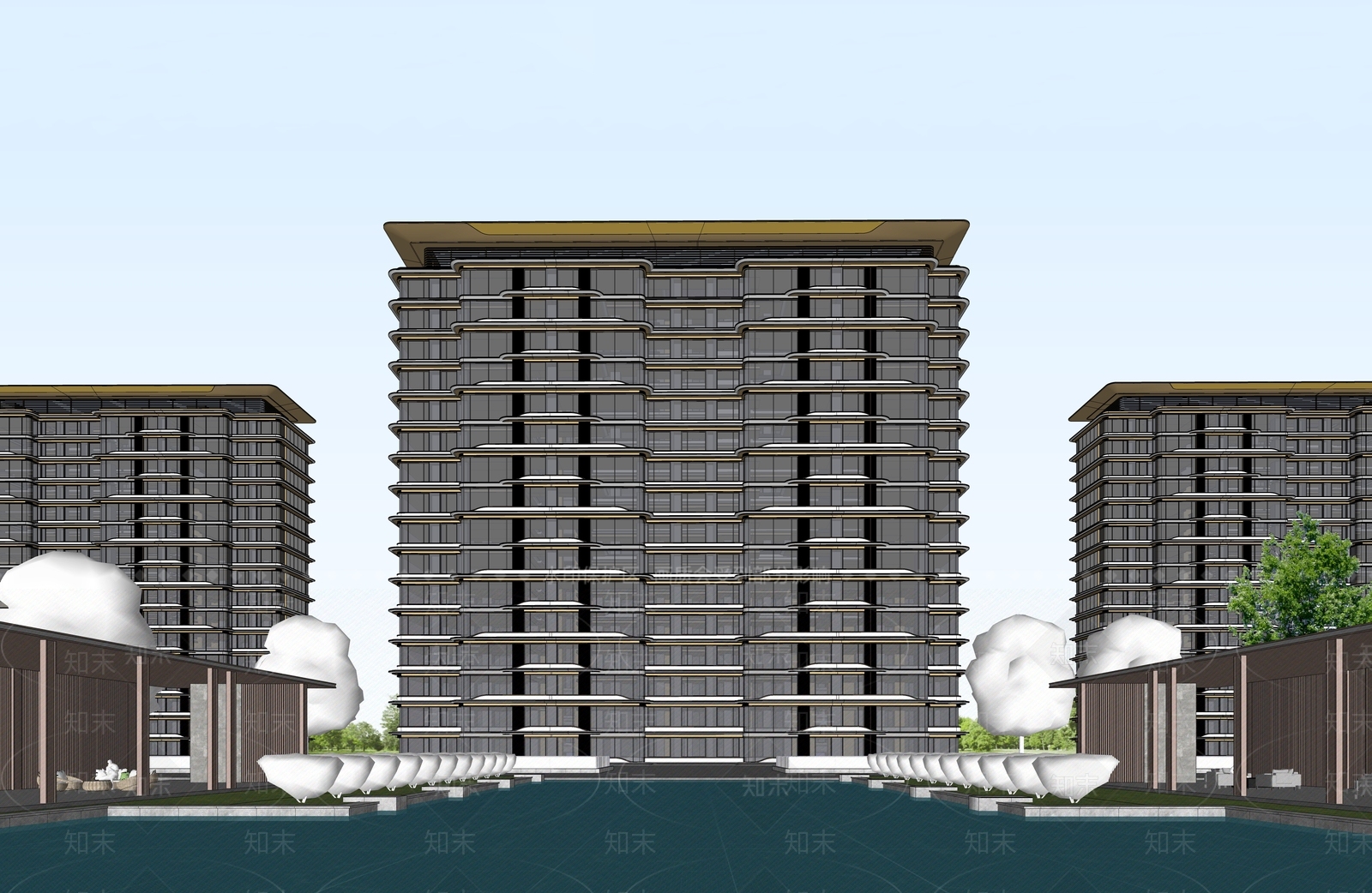 现代高层住宅SU模型下载【ID:1202437976】