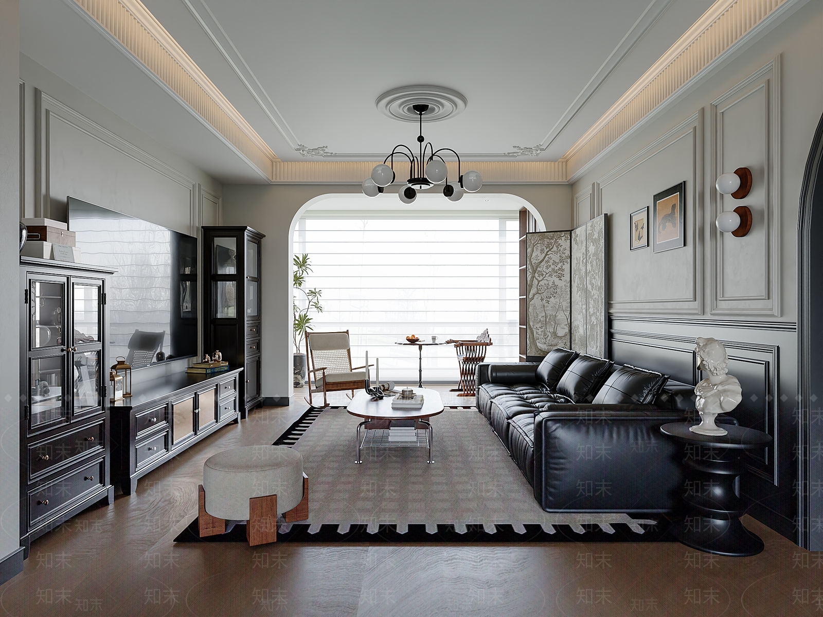 美式欧式家居客厅3D模型下载【ID:1202441400】