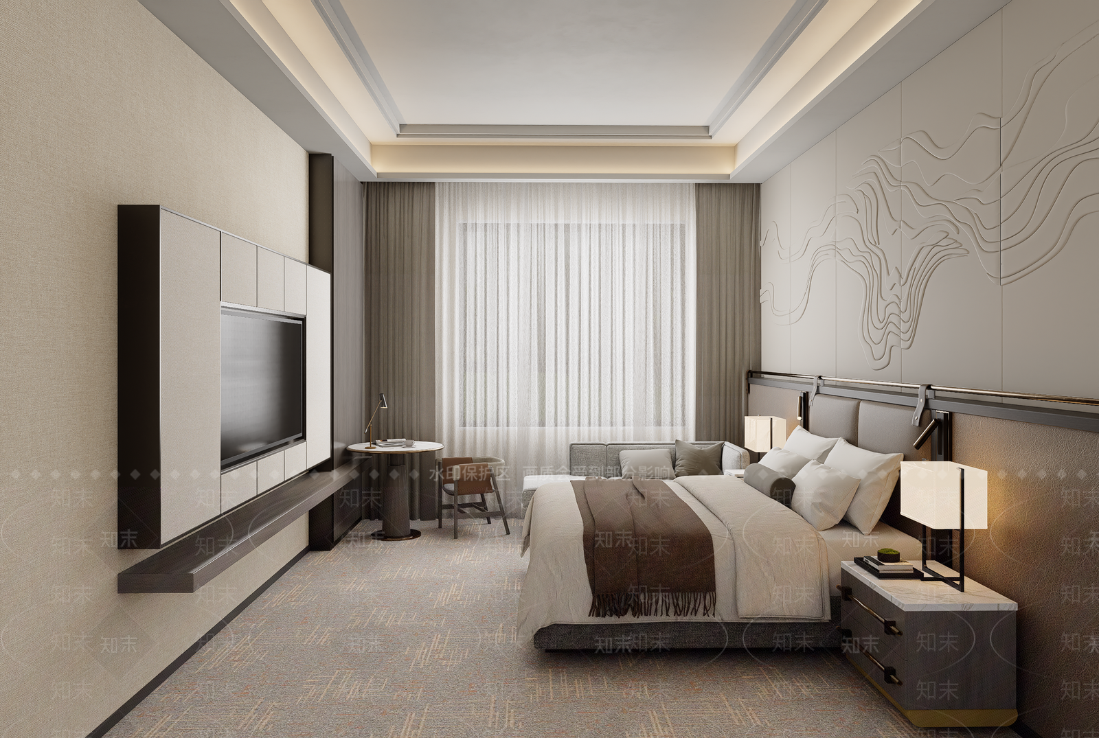 现代酒店客房SU模型下载【ID:1202442426】