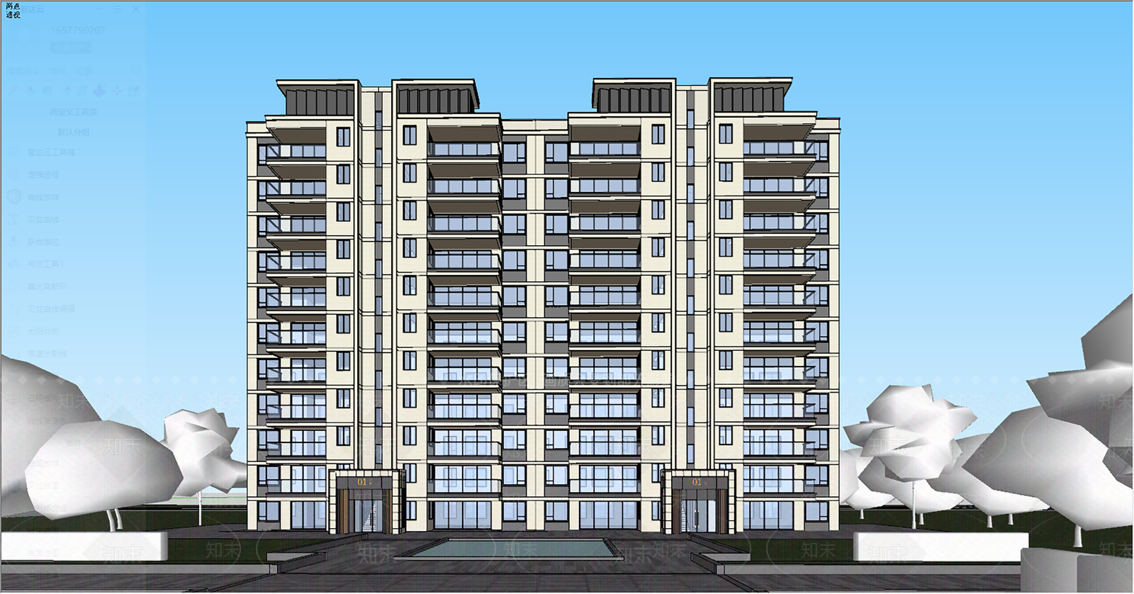现代高层住宅SU模型下载【ID:1202863400】