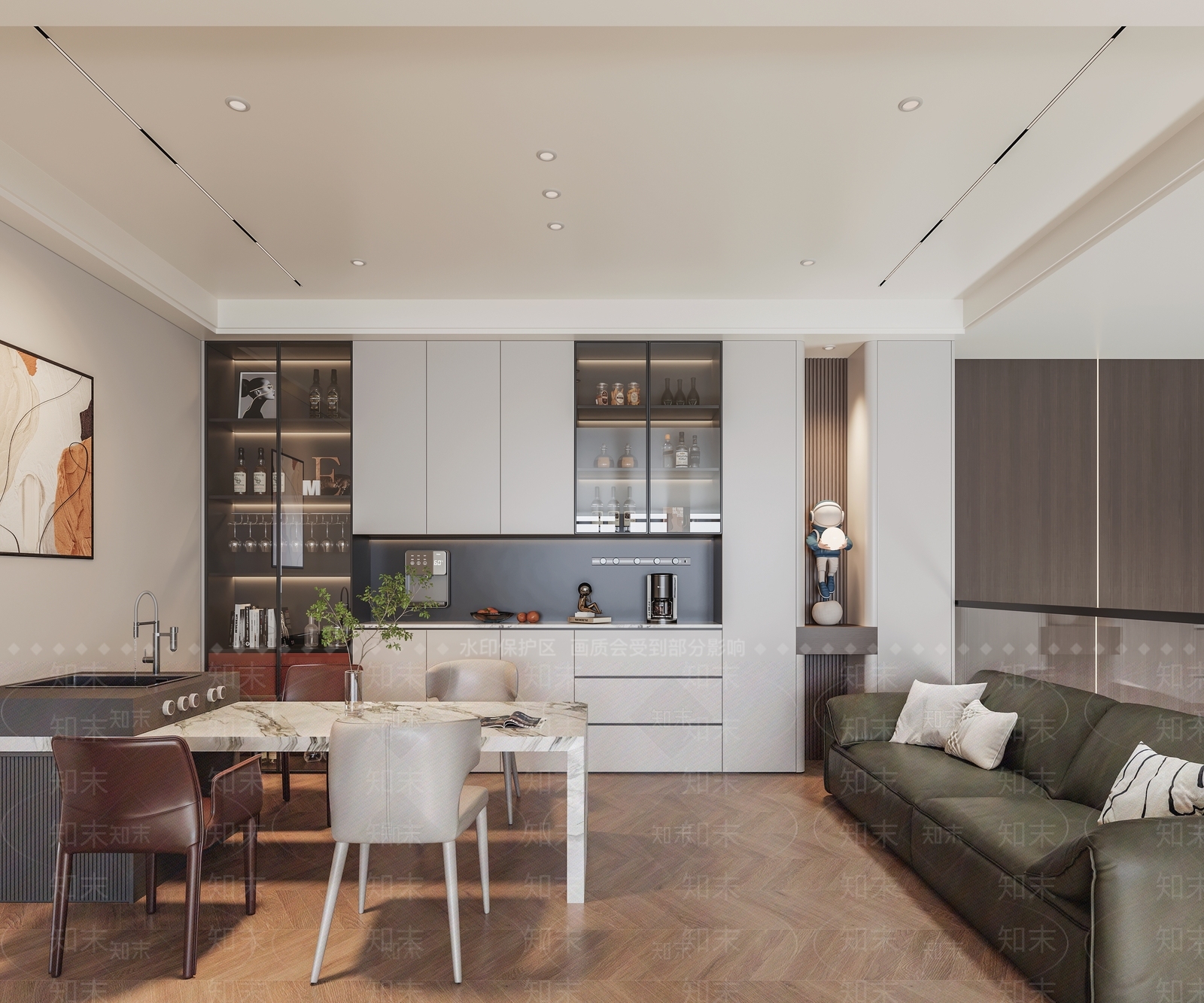 美式现代家居客厅3D模型下载【ID:1202444083】