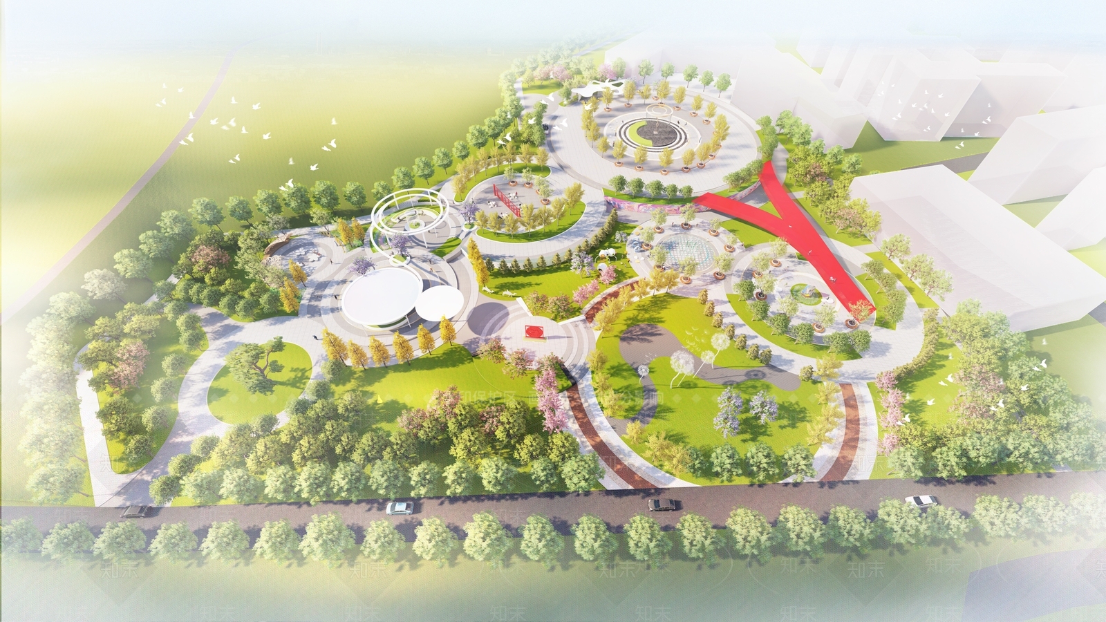 现代景观公园SU模型下载【ID:1202444688】