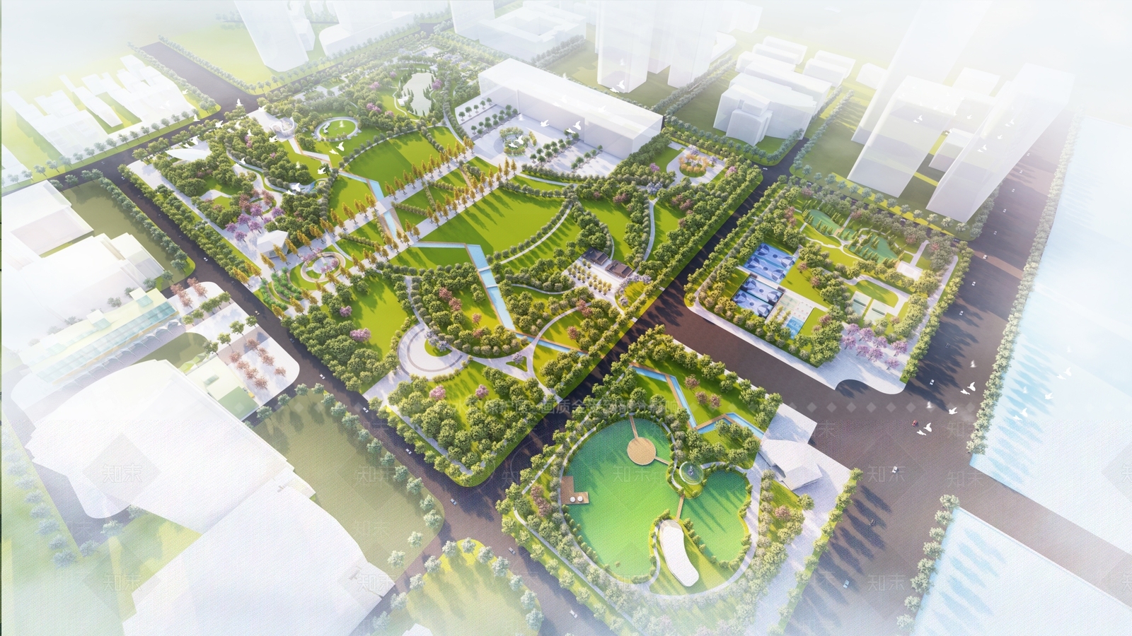 现代景观公园SU模型下载【ID:1202446792】