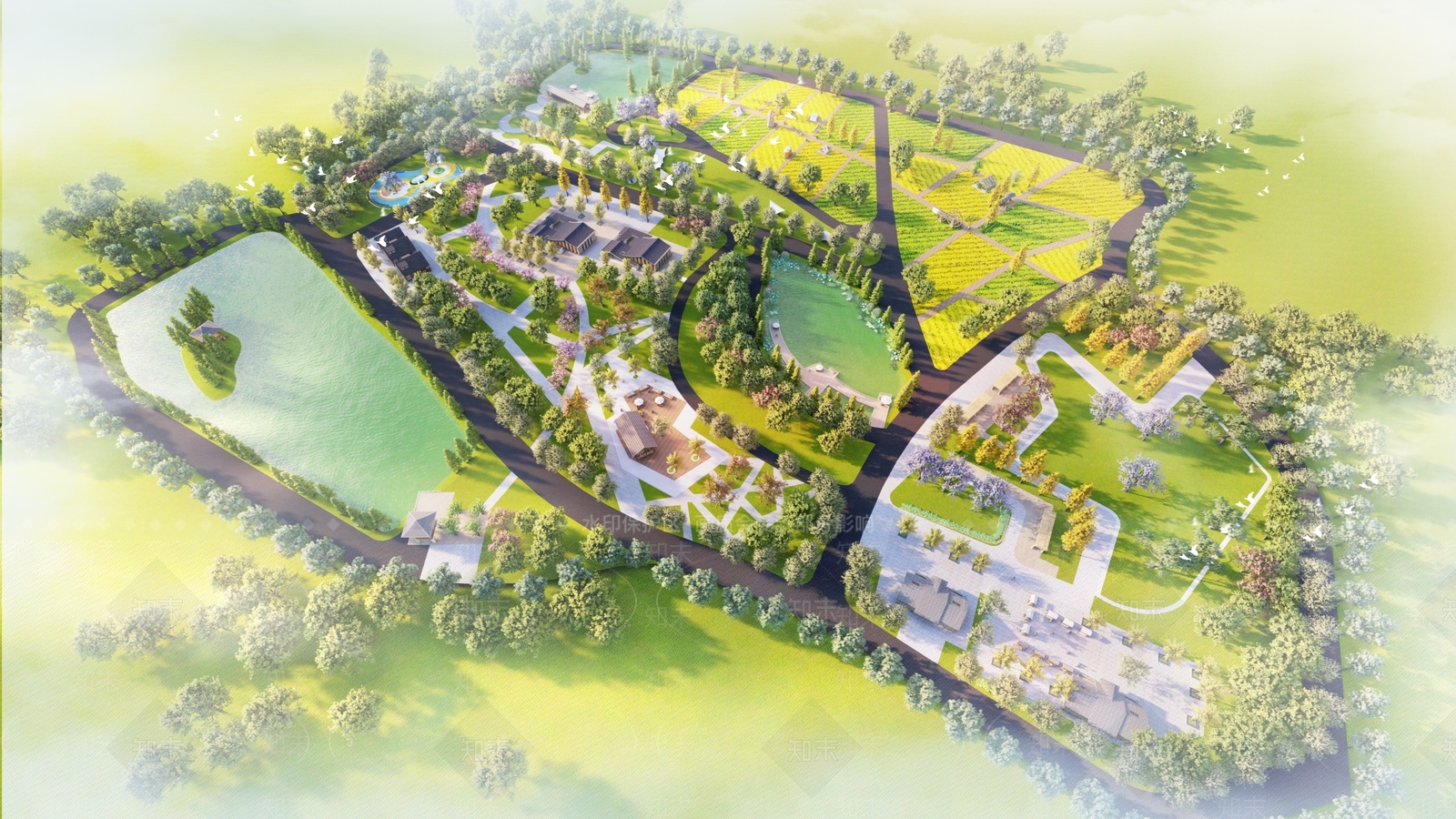 新中式乡村公园SU模型下载【ID:1202447028】