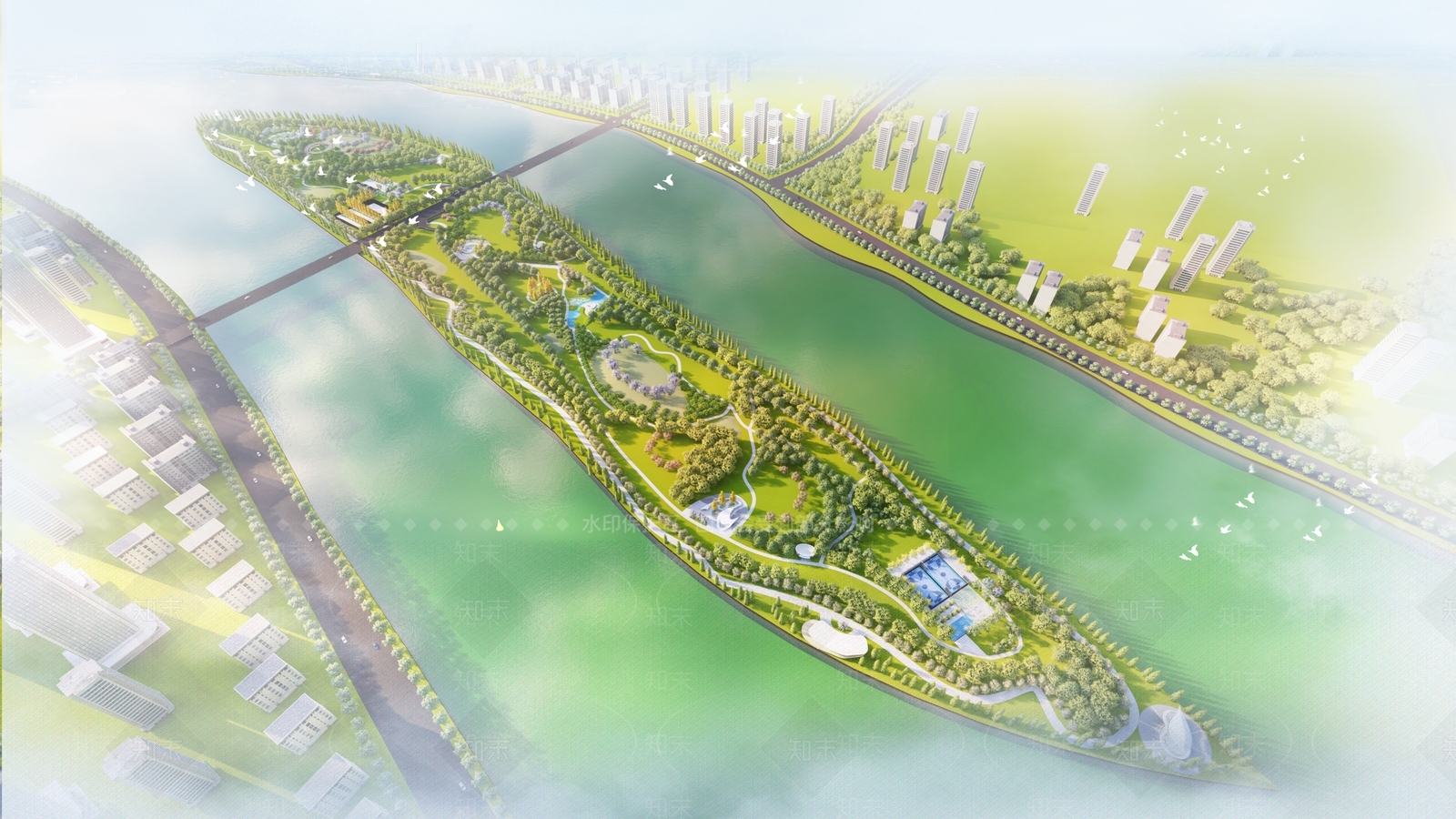 现代景观公园SU模型下载【ID:1202447400】