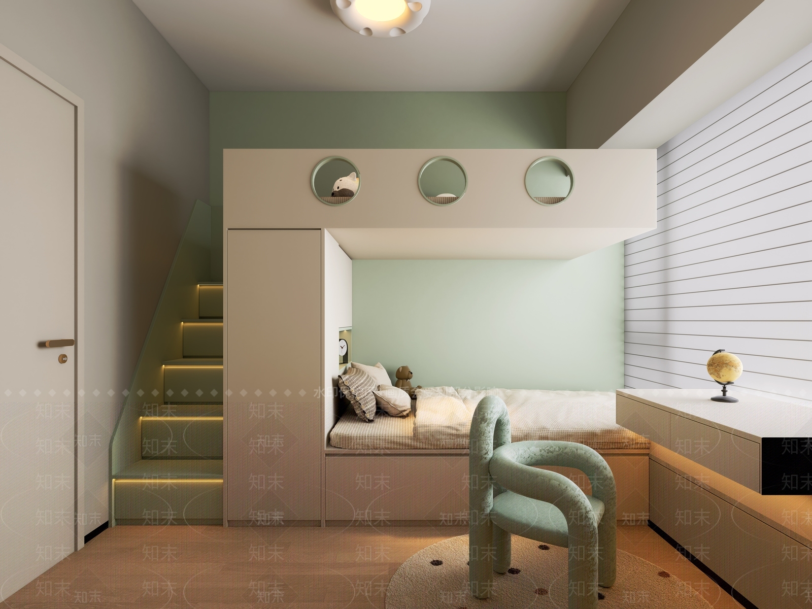 现代简约通用儿童房SU模型下载【ID:1202447864】