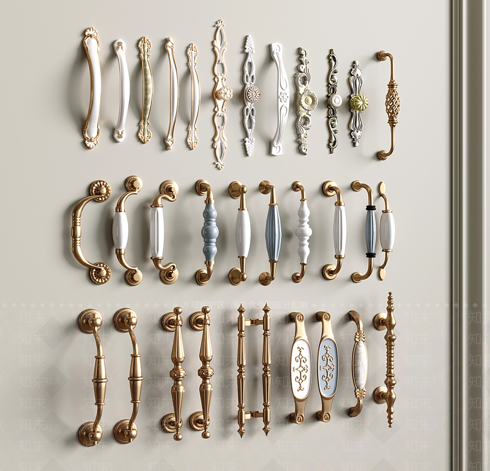 法式复古拉手3D模型下载【ID:1202448925】