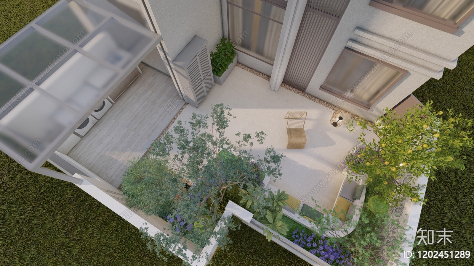 现代奶油庭院cad施工图下载【ID:1202451289】