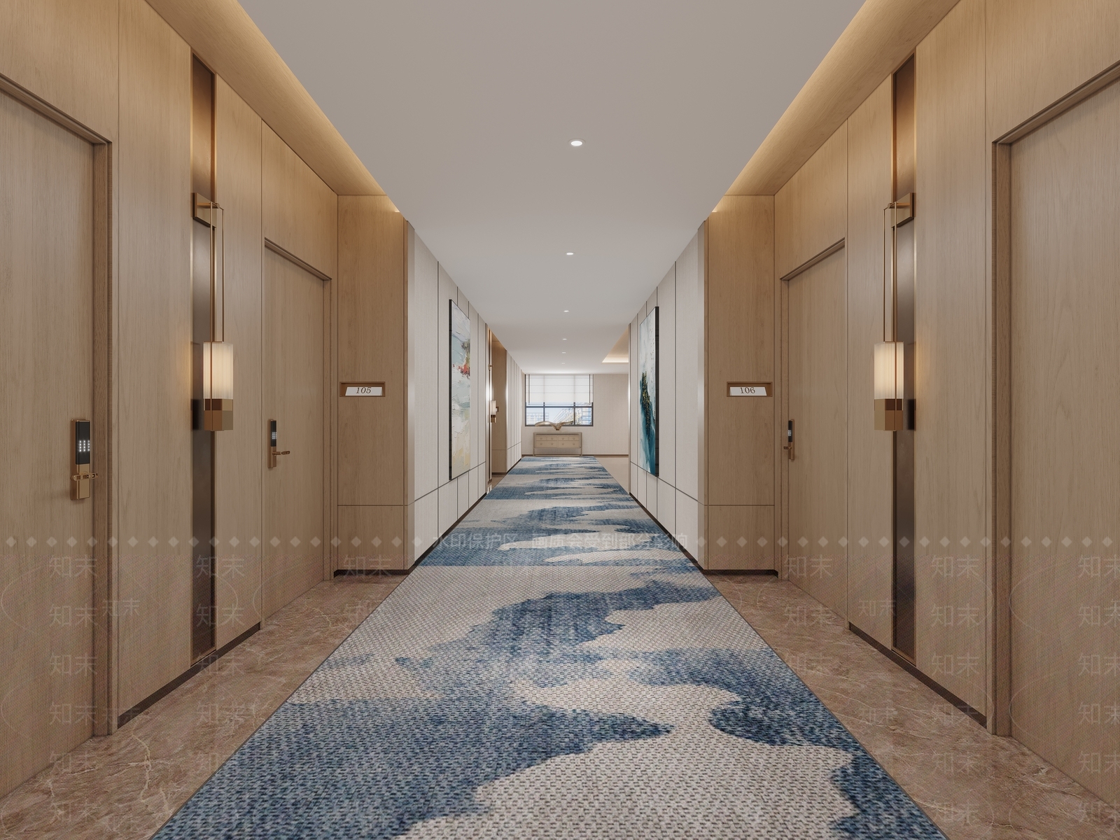 新中式酒店走廊3D模型下载【ID:1202451179】