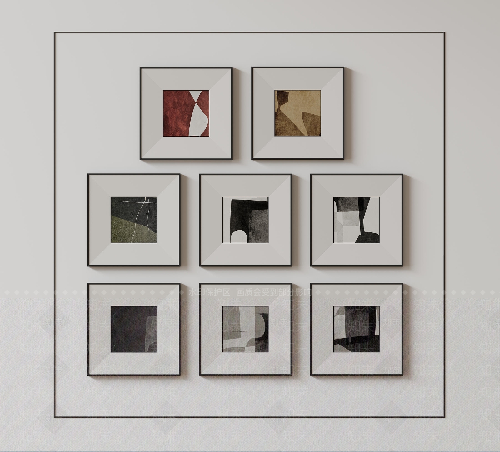 现代极简挂画3D模型下载【ID:1202454741】