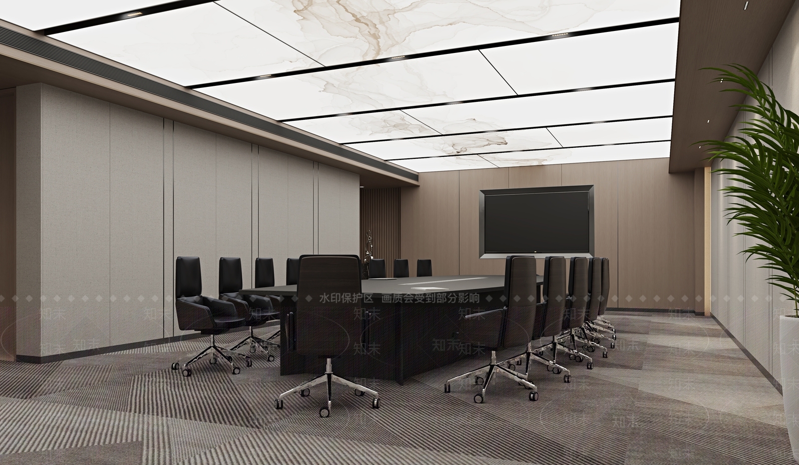 现代新中式会议室3D模型下载【ID:1202455553】