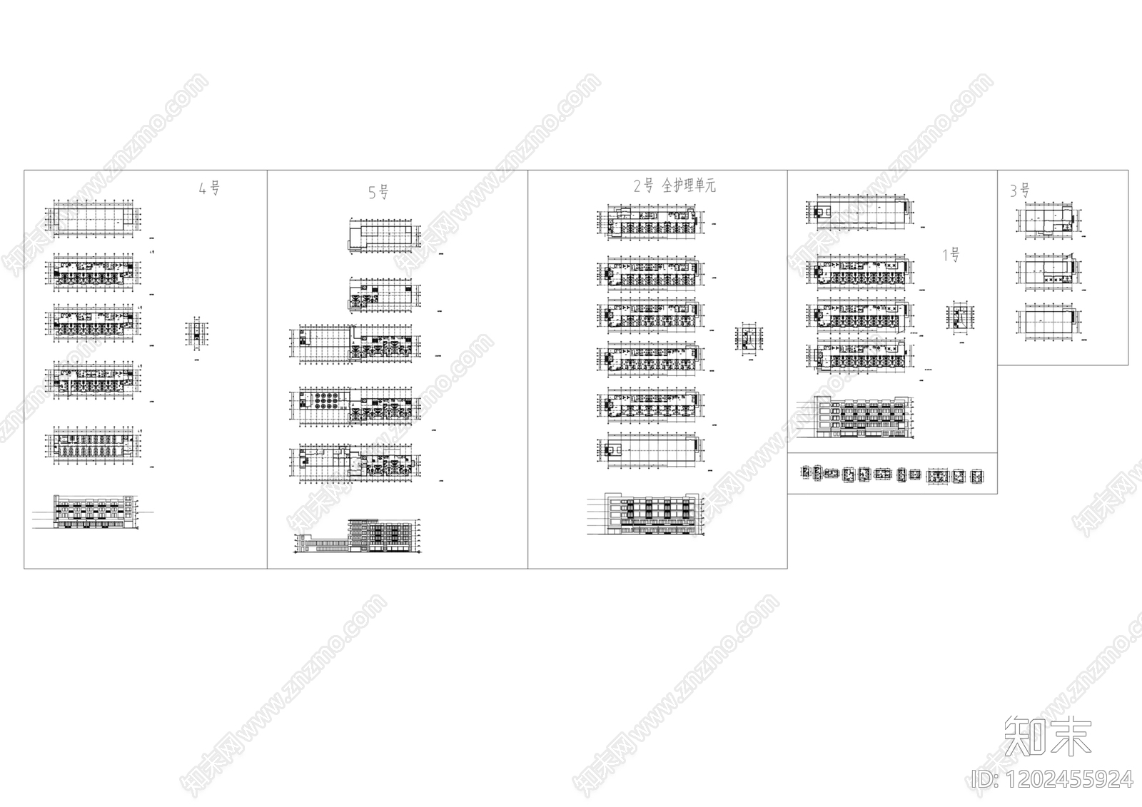 现代医院建筑cad施工图下载【ID:1202455924】