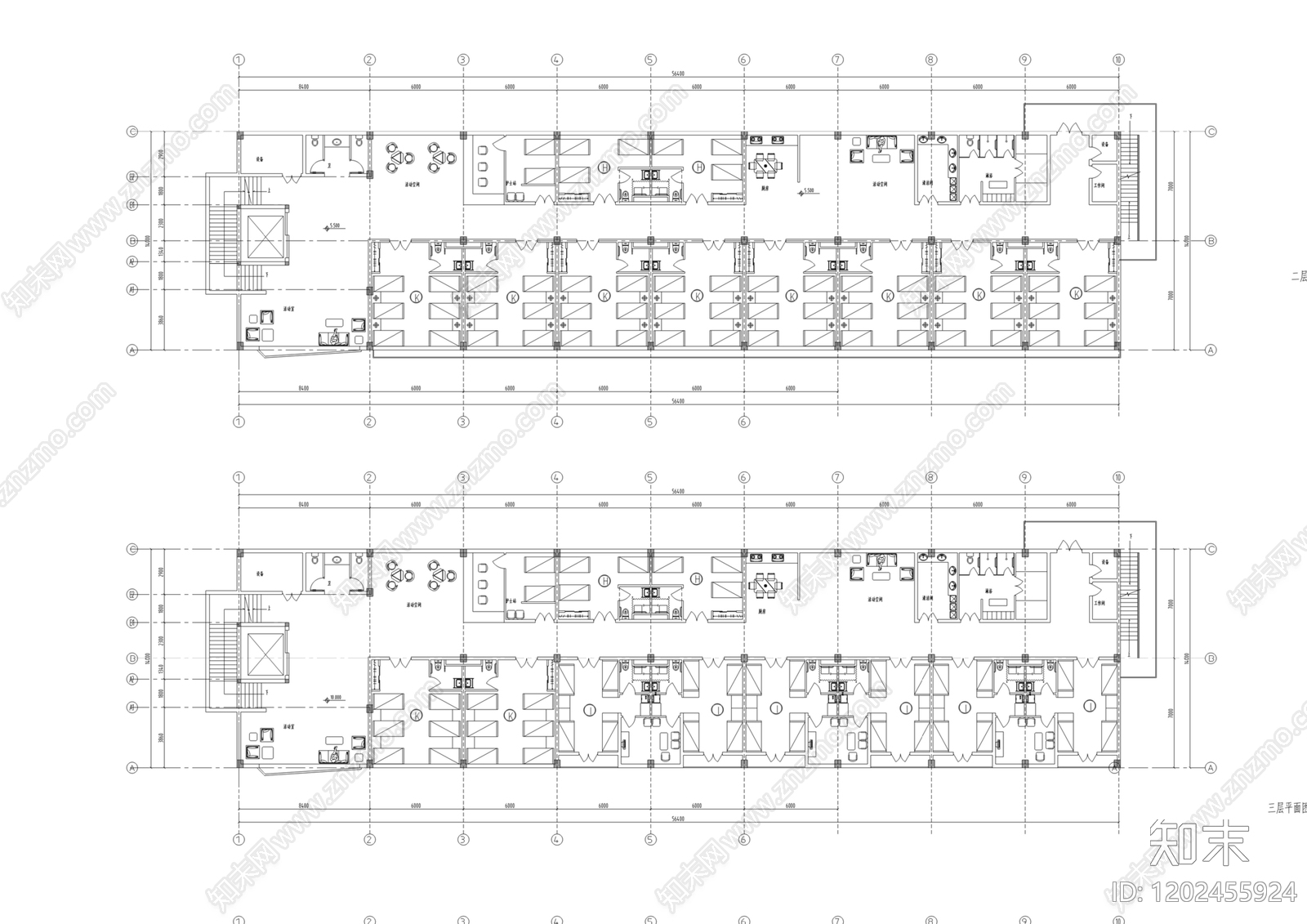 现代医院建筑cad施工图下载【ID:1202455924】