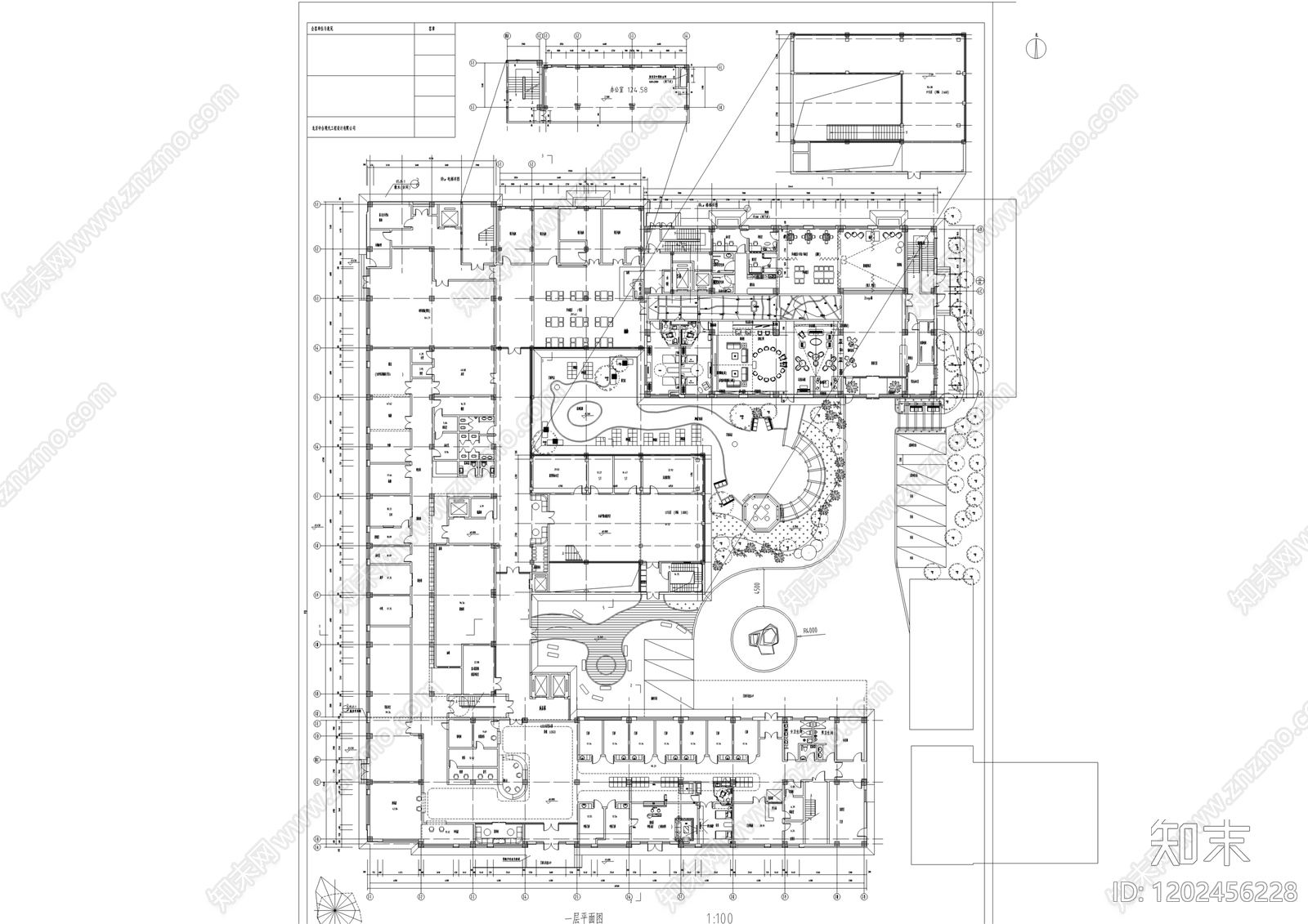 现代医院建筑cad施工图下载【ID:1202456228】