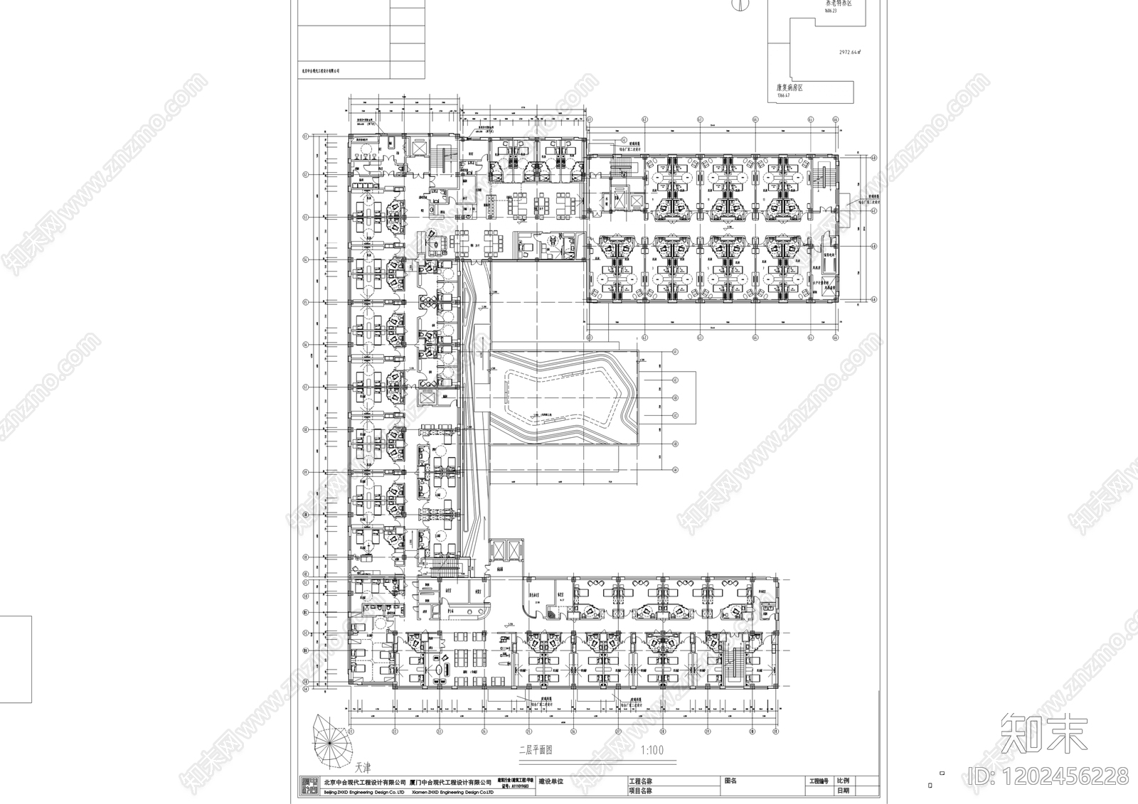 现代医院建筑cad施工图下载【ID:1202456228】