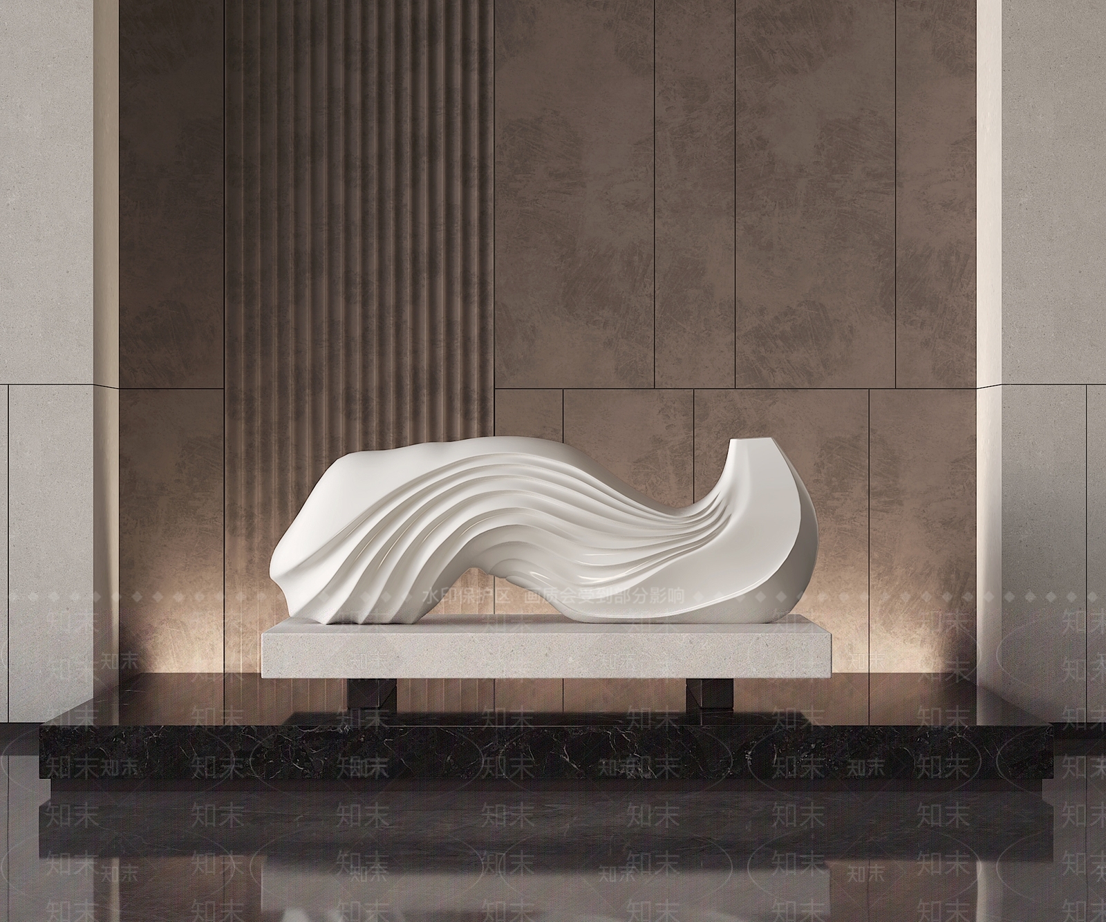 现代雕塑摆件3D模型渲染效果图