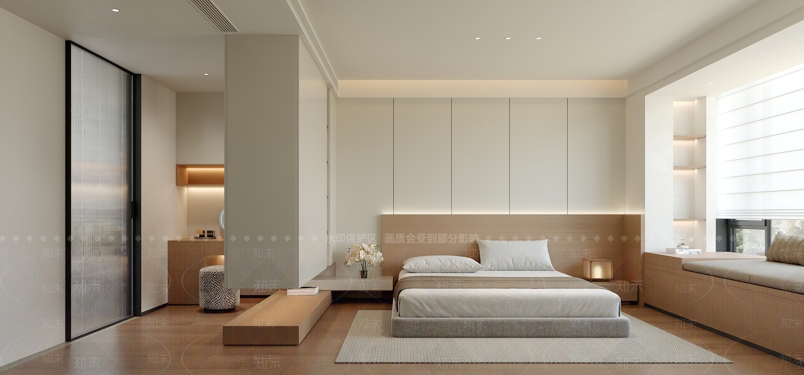 奶油极简家居卧室3D模型下载【ID:1202456557】