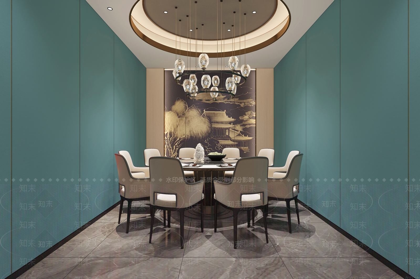 新中式现代中餐厅3D模型下载【ID:1202460914】