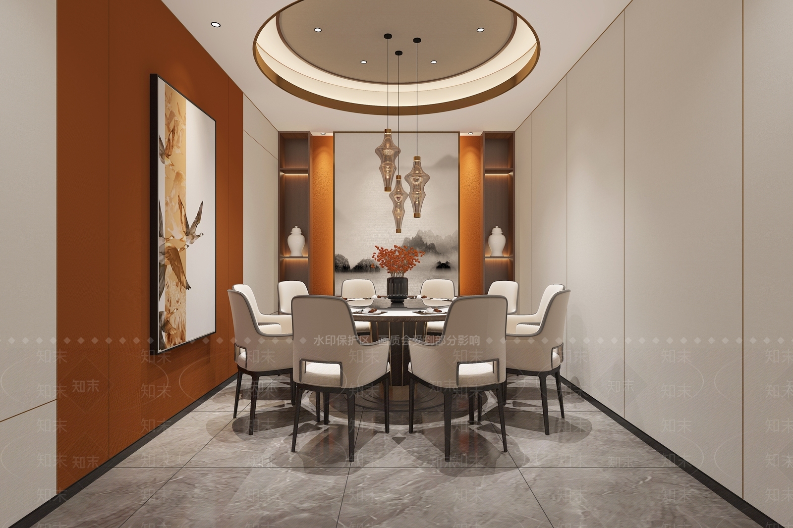 新中式现代中餐厅3D模型下载【ID:1202460914】