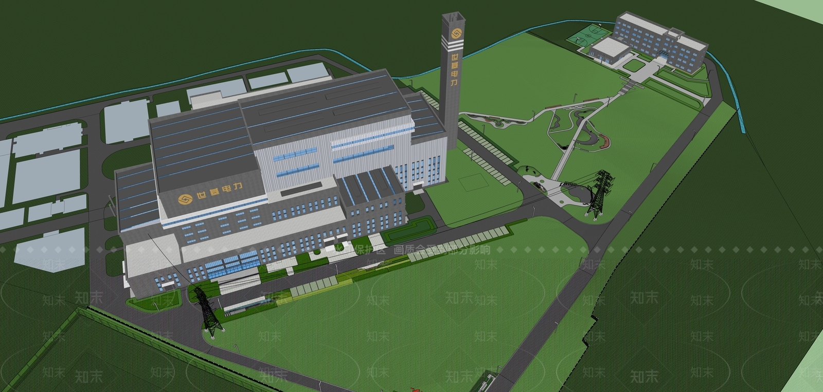 现代发电厂SU模型下载【ID:1202462155】