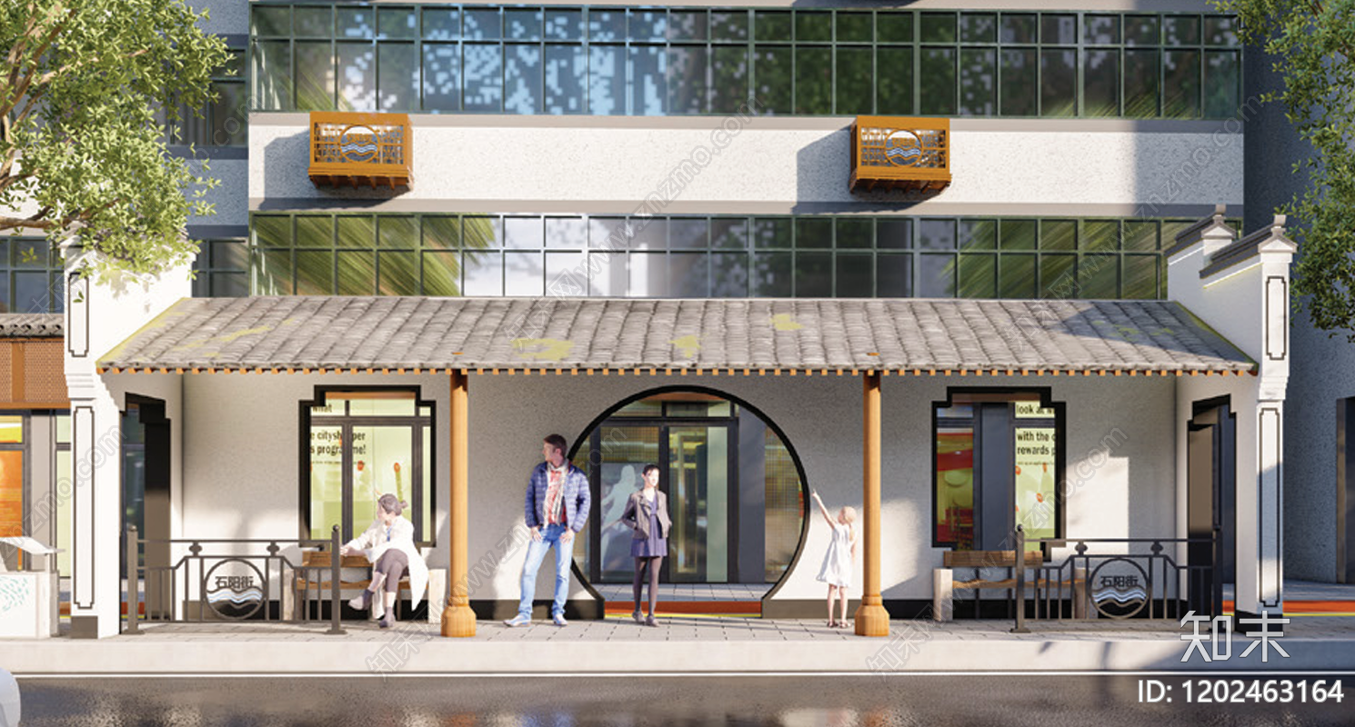 公交站台景观施工图下载【ID:1202463164】