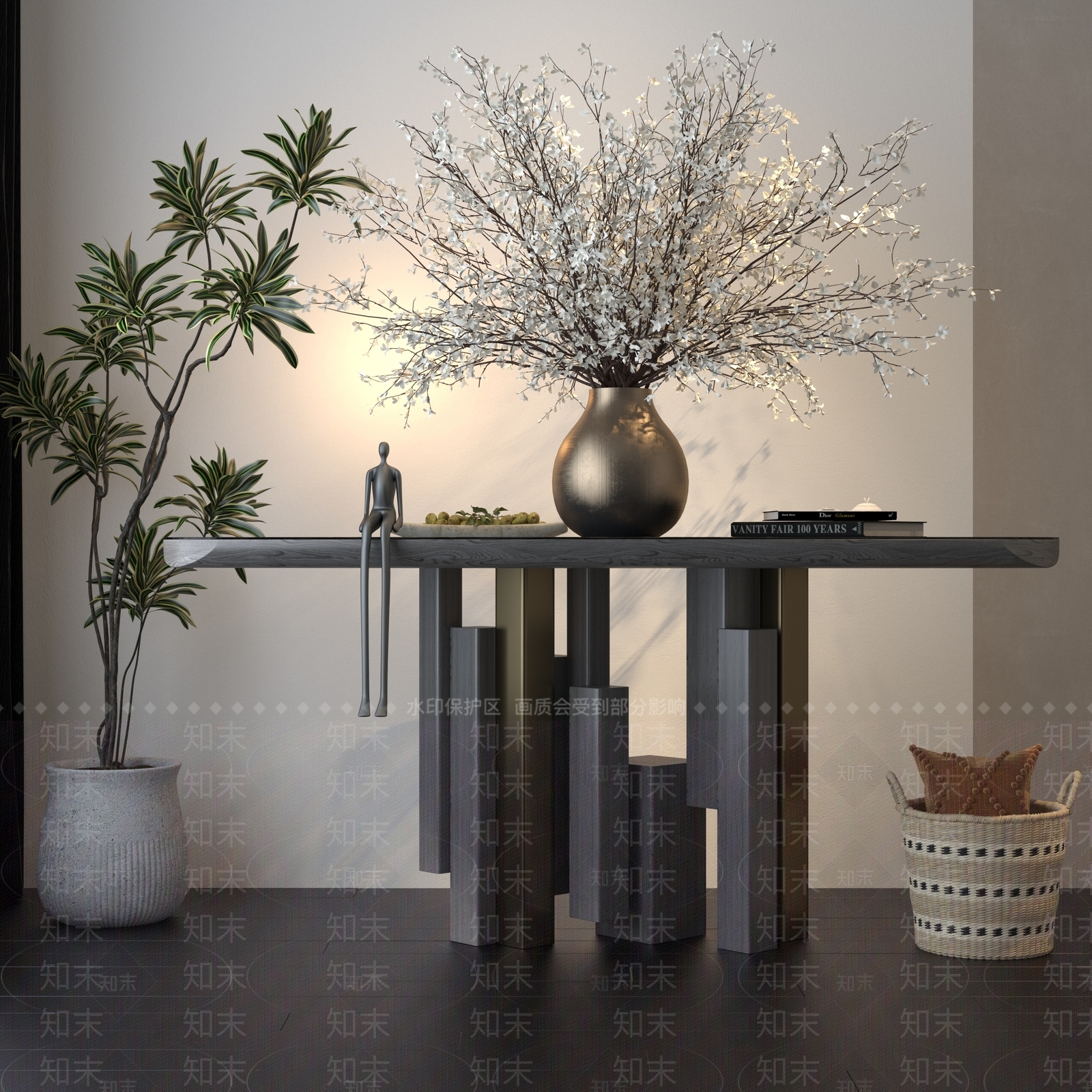 现代轻奢玄关柜3D模型下载【ID:1202463573】