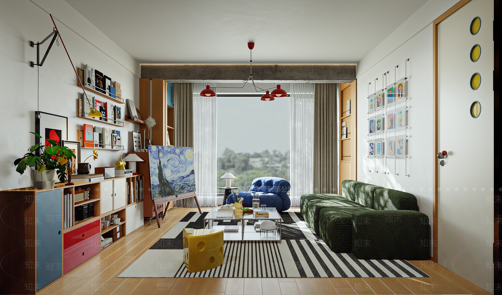 奶油北欧包豪斯客厅3D模型下载【ID:1202464648】