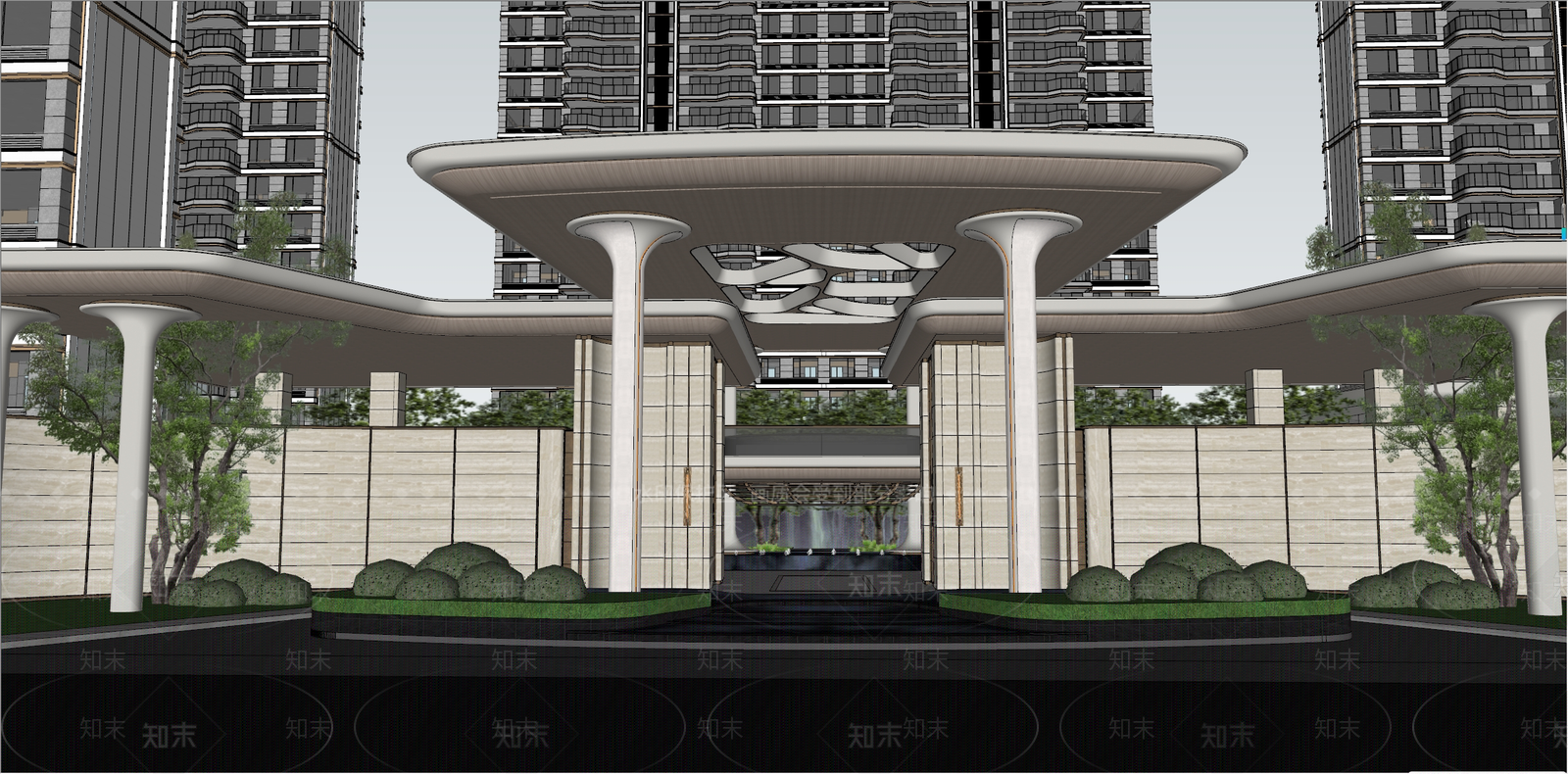 现代小区景观SU模型下载【ID:1202464480】