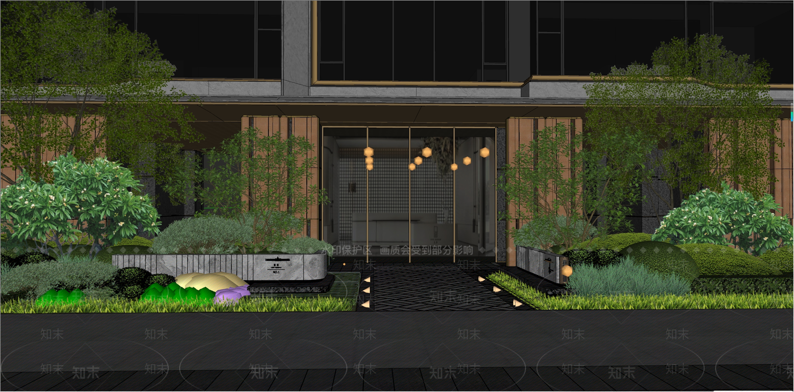 现代小区景观SU模型下载【ID:1202464931】