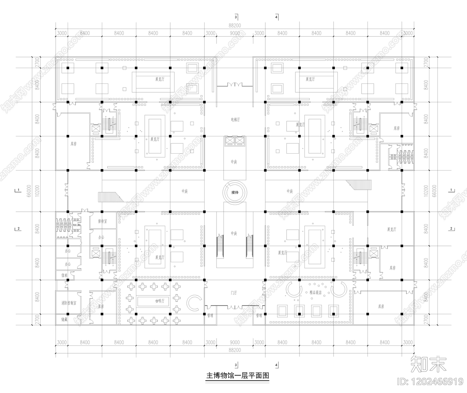 现代博物馆施工图下载【ID:1202466919】