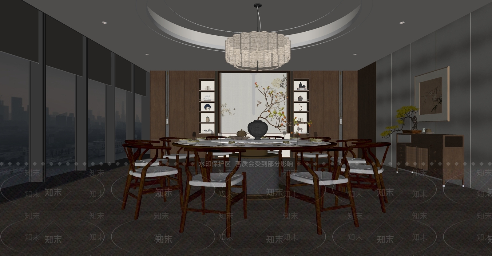 新中式中式包厢SU模型下载【ID:1202467300】