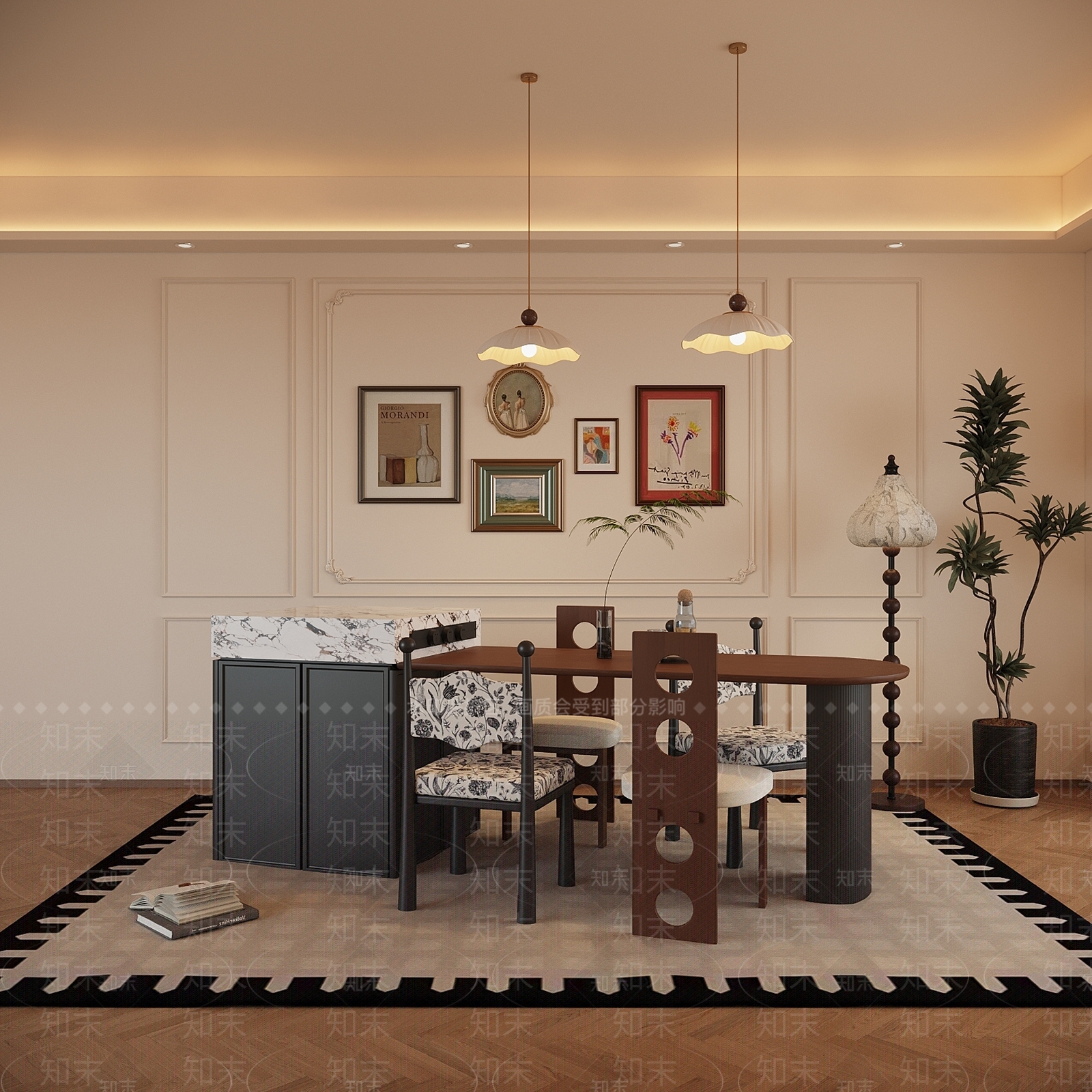 中古复古餐桌椅3D模型下载【ID:1203960963】