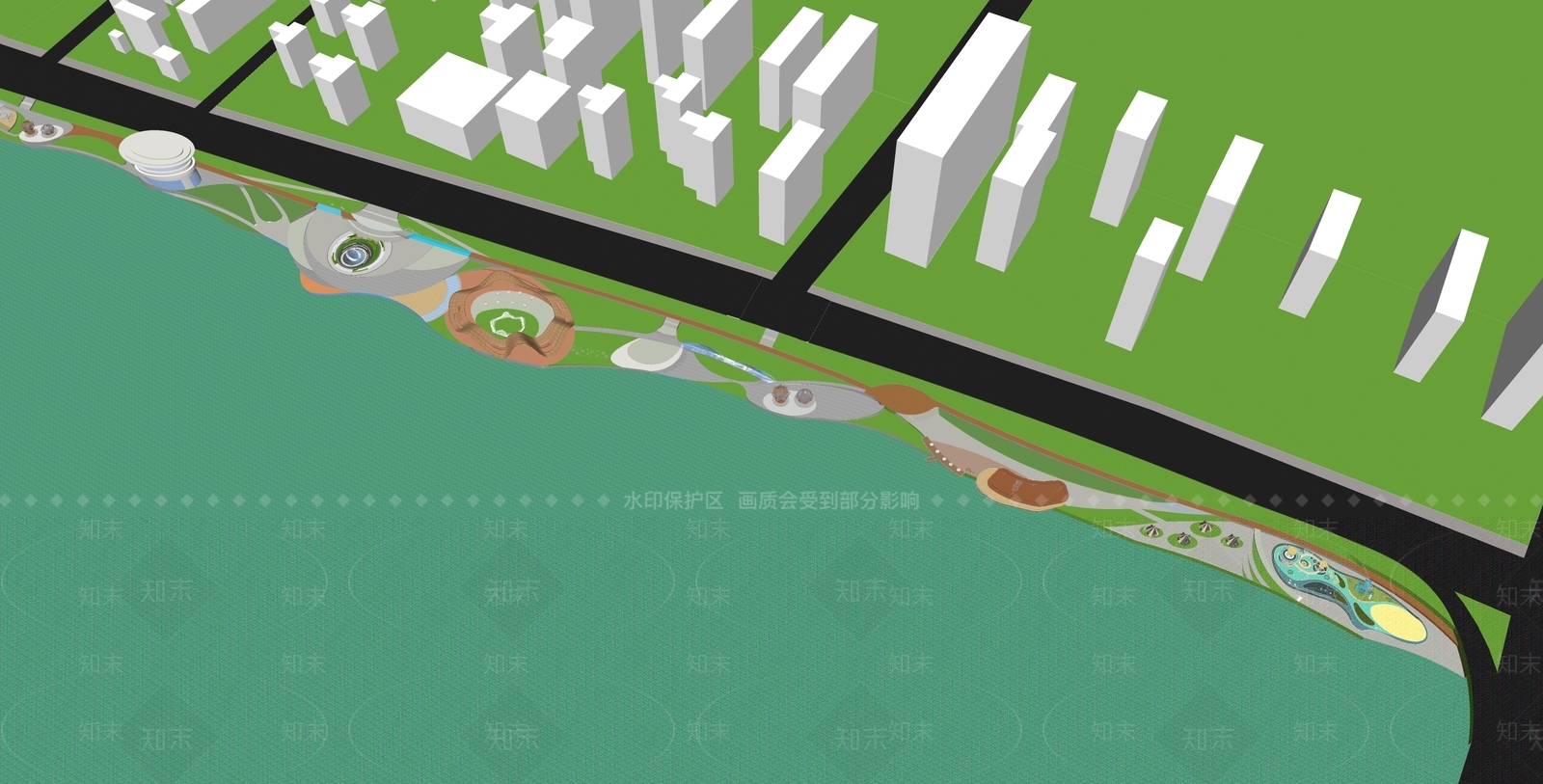 现代滨水景观SU模型下载【ID:1202468155】
