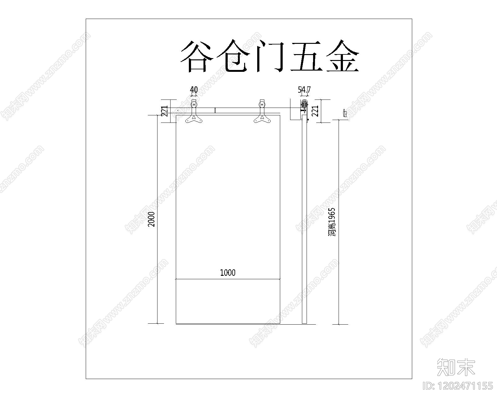 现代门cad施工图下载【ID:1202471155】