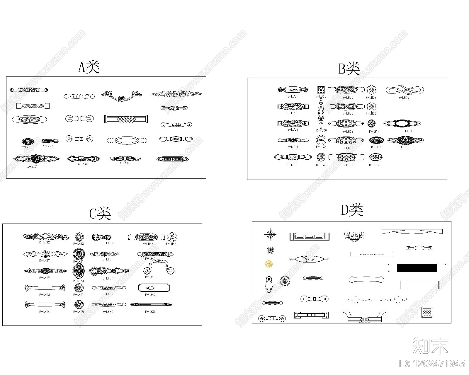欧式中式五金管件施工图下载【ID:1202471945】