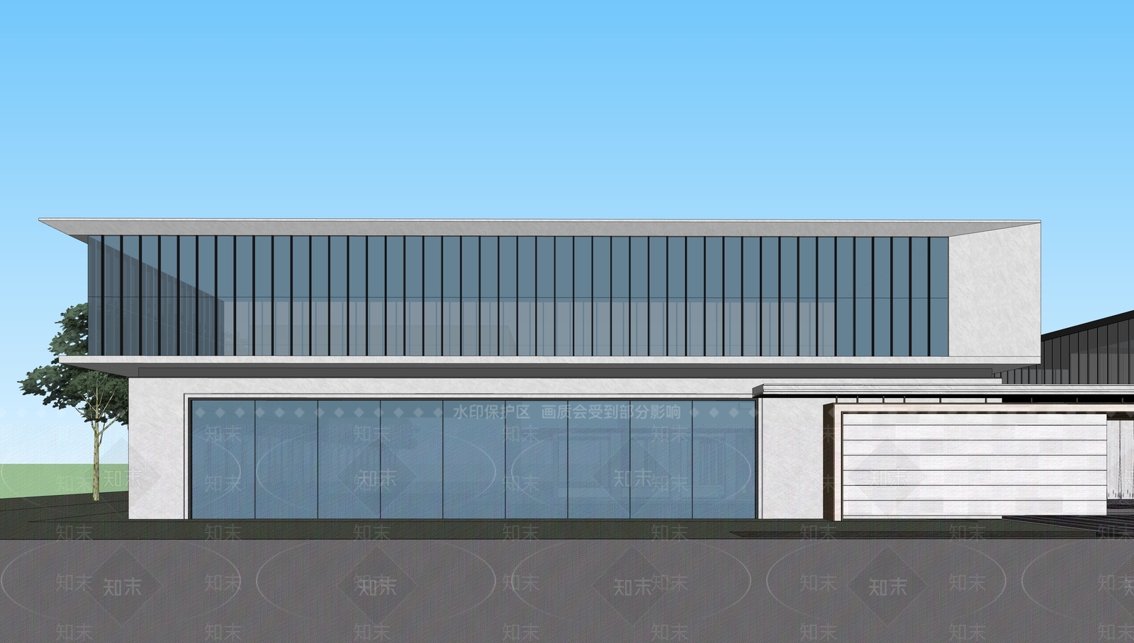 现代售楼处建筑SU模型下载【ID:1202472818】