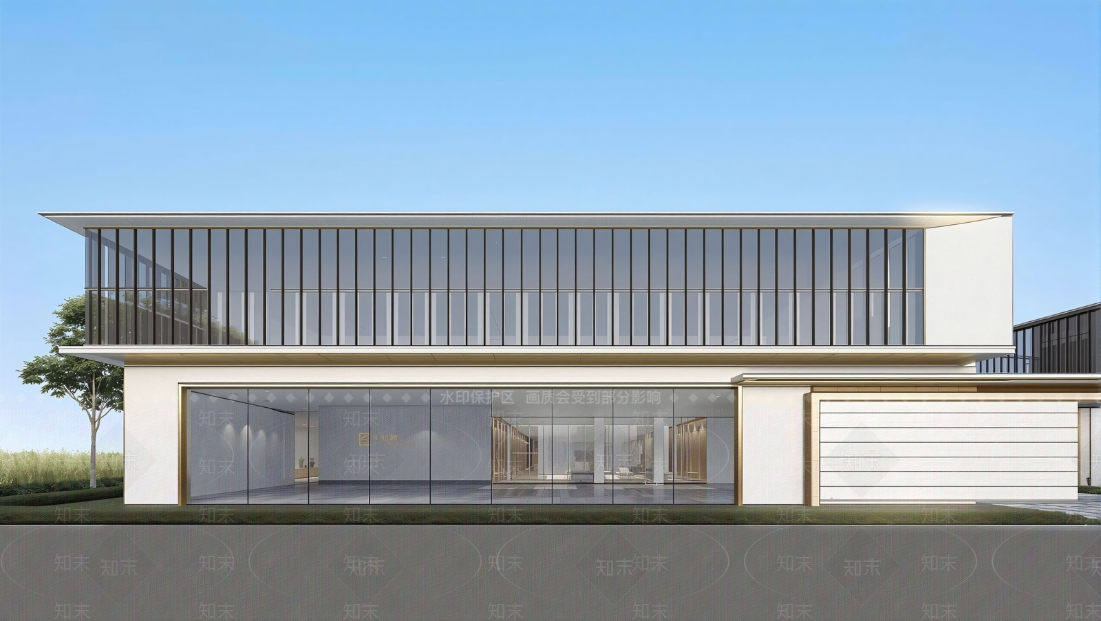 现代售楼处建筑SU模型下载【ID:1202472818】