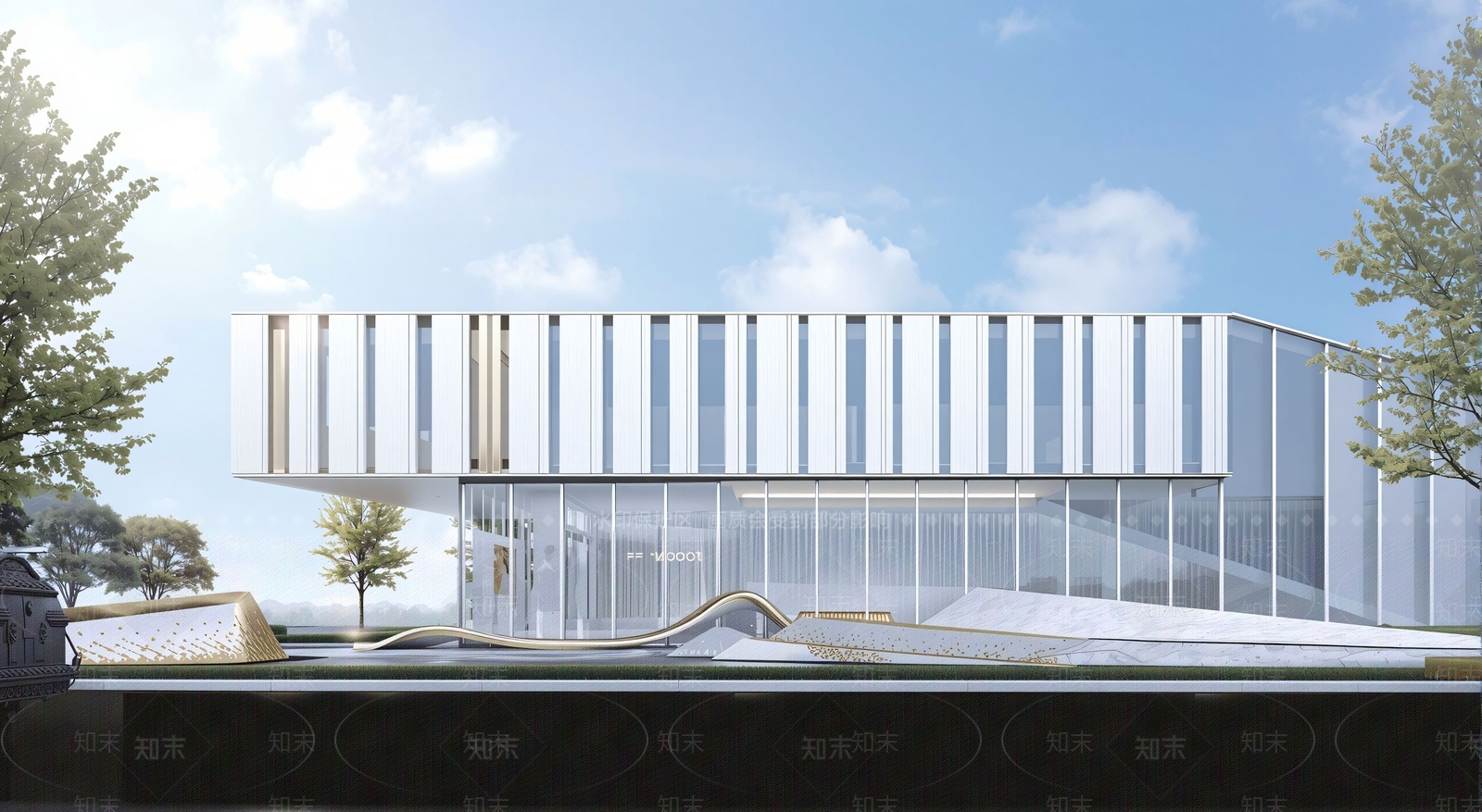 现代售楼处建筑SU模型下载【ID:1202473036】