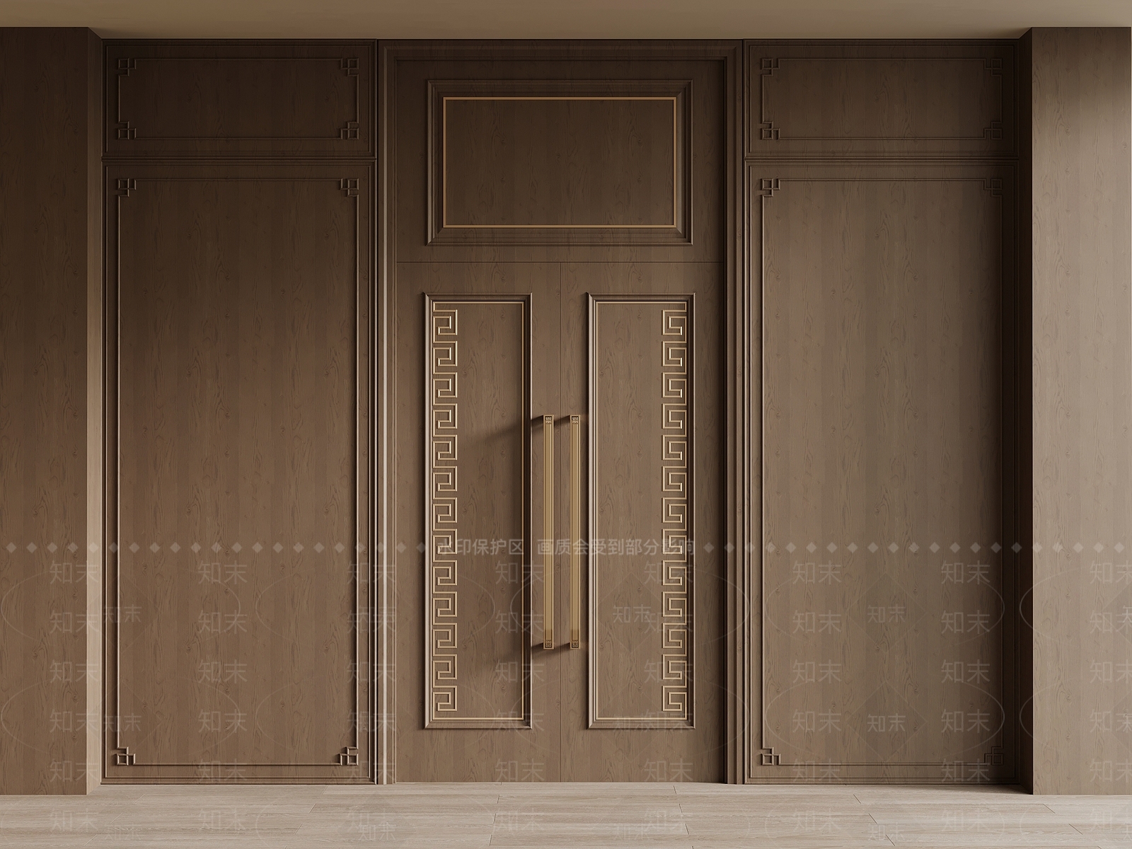 新中式平开门3D模型下载【ID:1202473864】