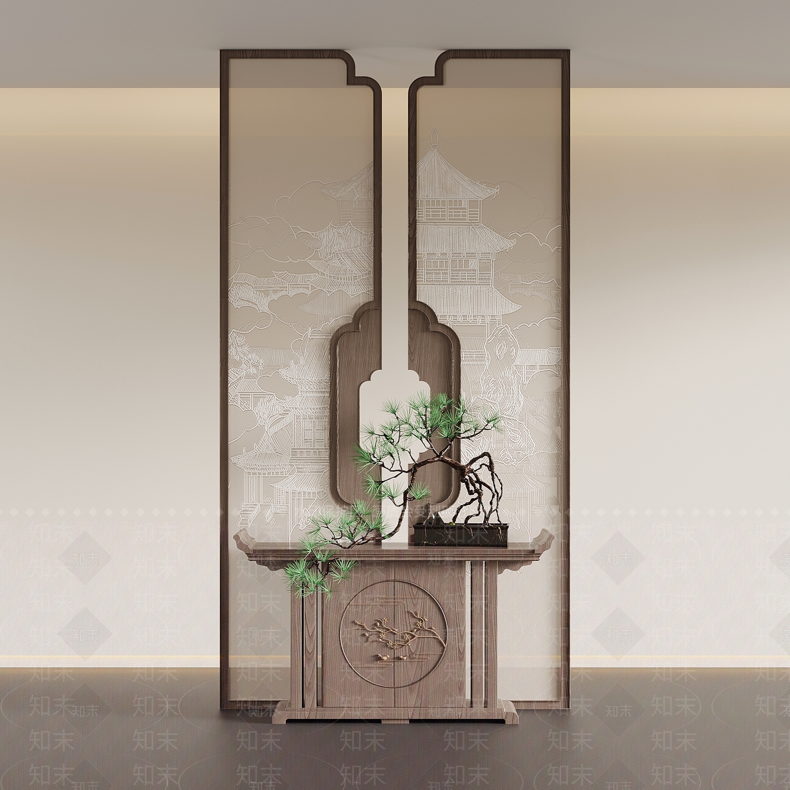 新中式隔断3D模型下载【ID:1202474672】