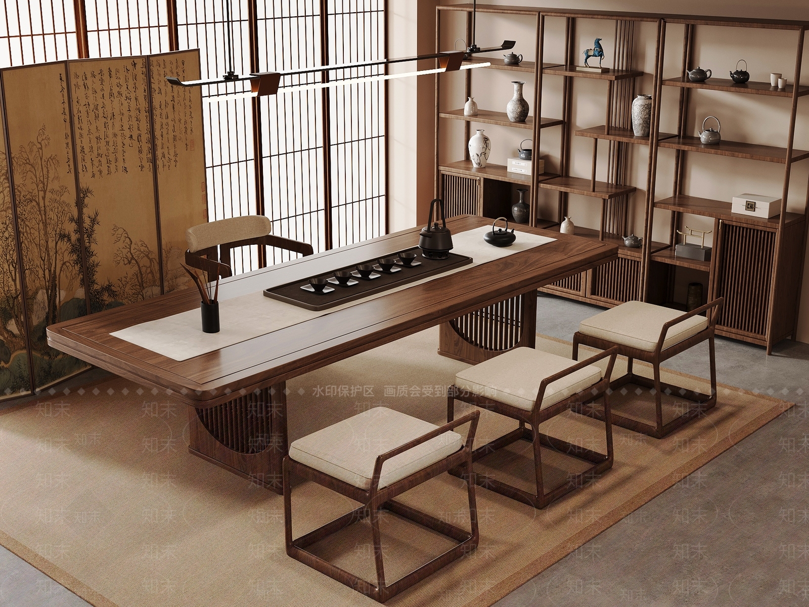 新中式茶室3D模型下载【ID:1202475735】