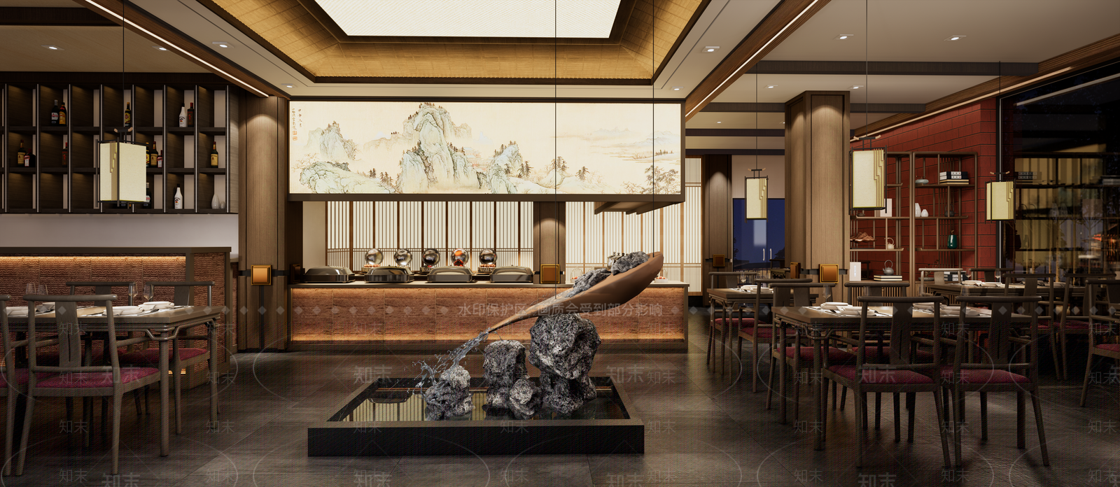 新中式中式茶餐厅SU模型下载【ID:1202476052】