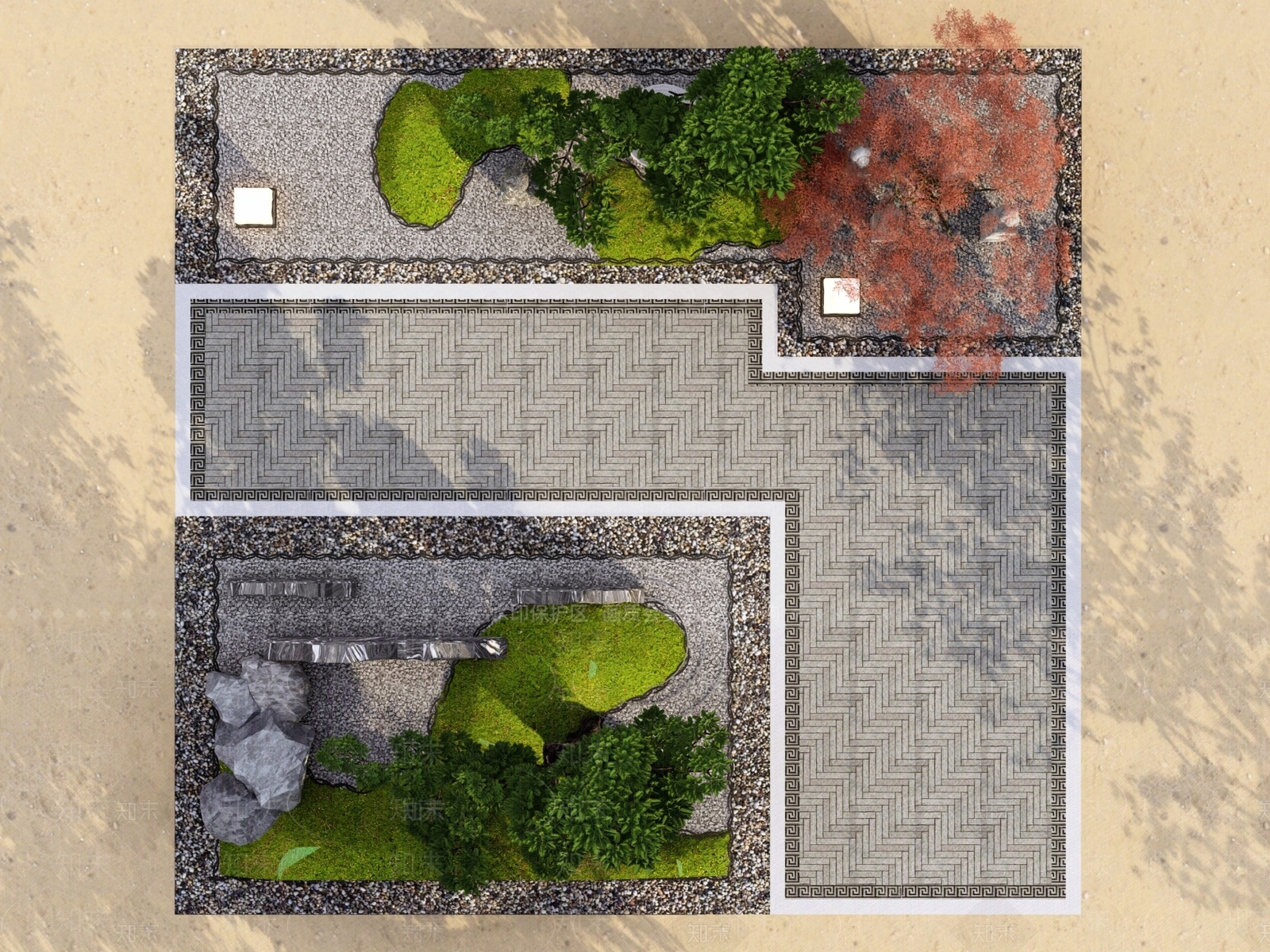 新中式日式微地形SU模型下载【ID:1202475987】
