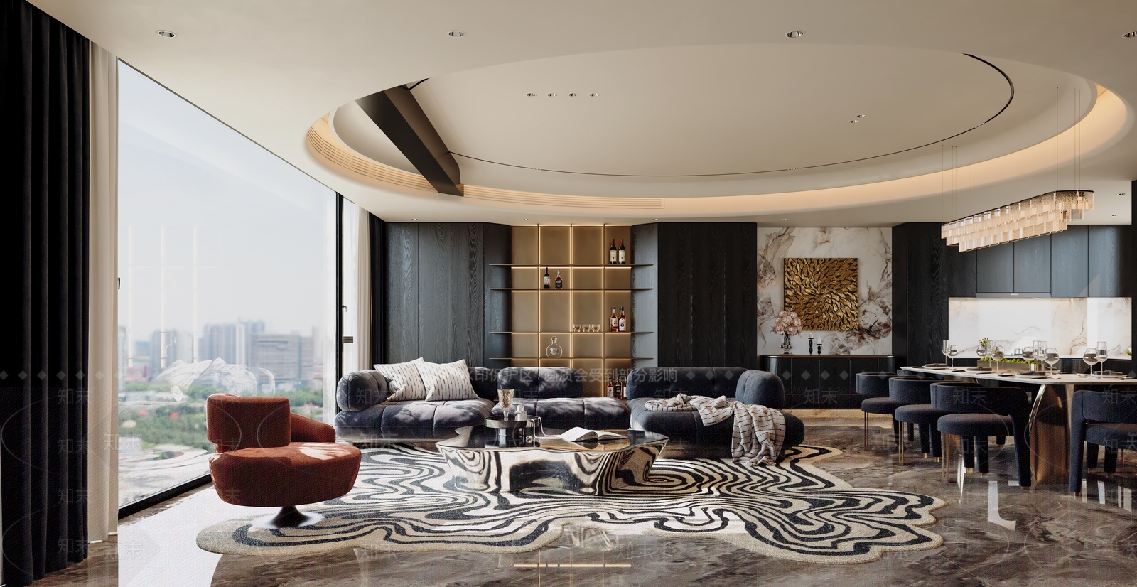 意式轻奢客餐厅3D模型下载【ID:1202477913】