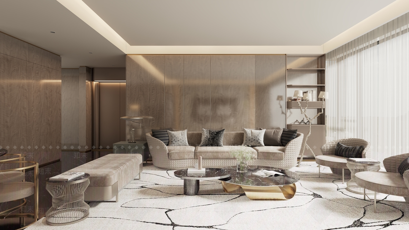 现代简欧家居客厅3D模型下载【ID:1202479057】