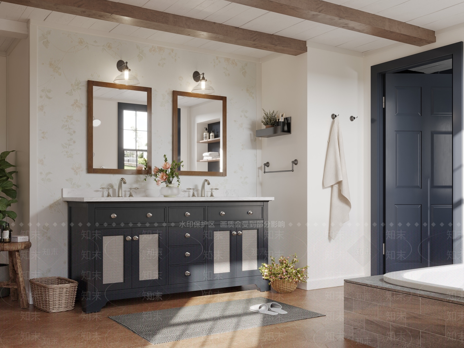 美式复古卫生间3D模型下载【ID:1202480568】